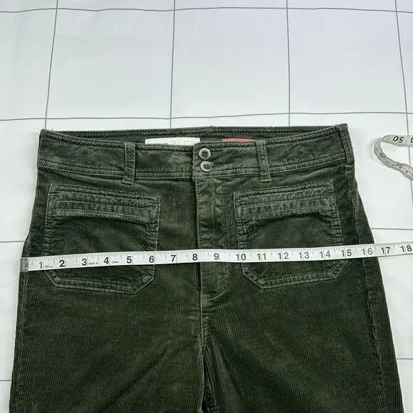 Anthropologie Pilcro Pants Womens 28 Green Moss Corduroy Trouser Bootcut Slim - Picture 10 of 15